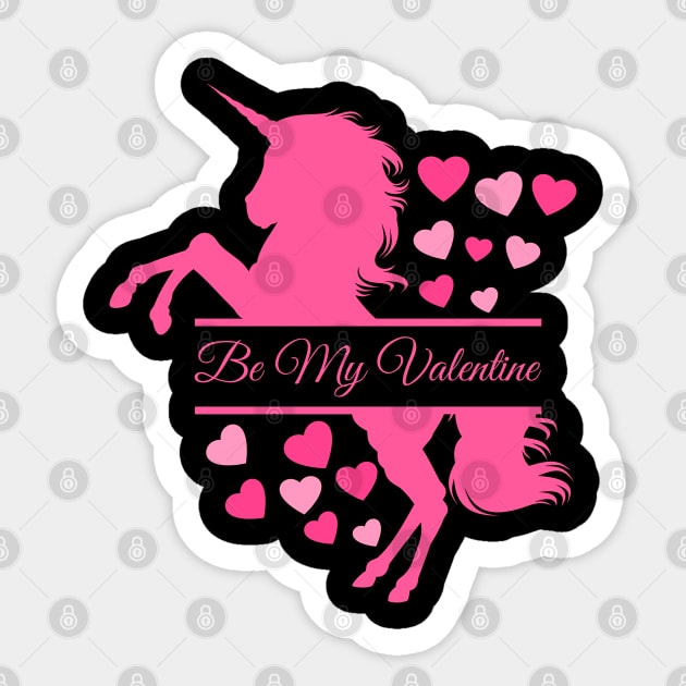 Would You Be My Valentine Lover Design, Cute Unicorn Horse Happy Valentines Day Fans Lovers. Funny Valentine Day Quote Gifts Sticker by Printofi.com